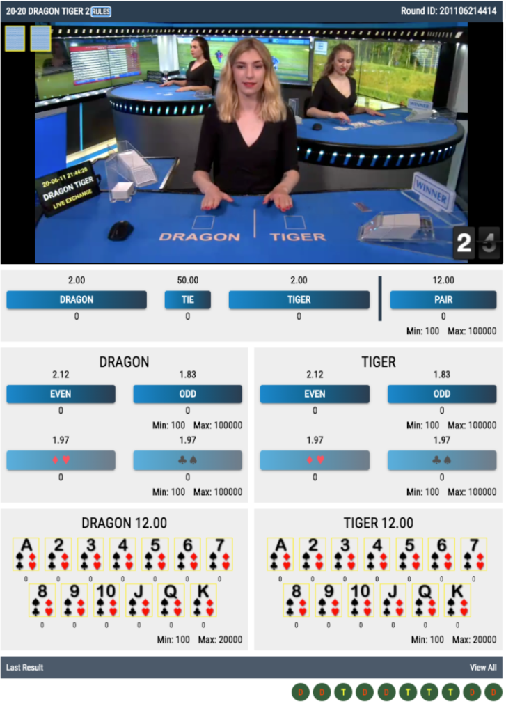 20-20 Dragon Tiger 2 live betting